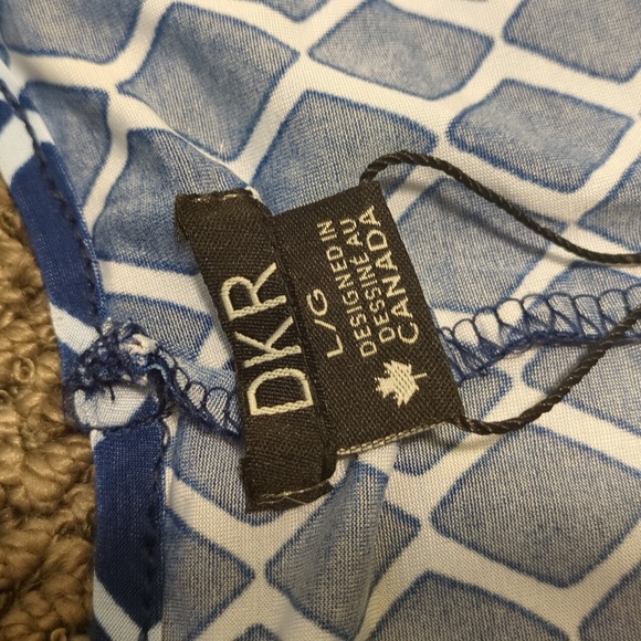 DKR Women's Stretch Blue and White Diamond Pattern Sleeveless Dress Large - Picture 12 of 14